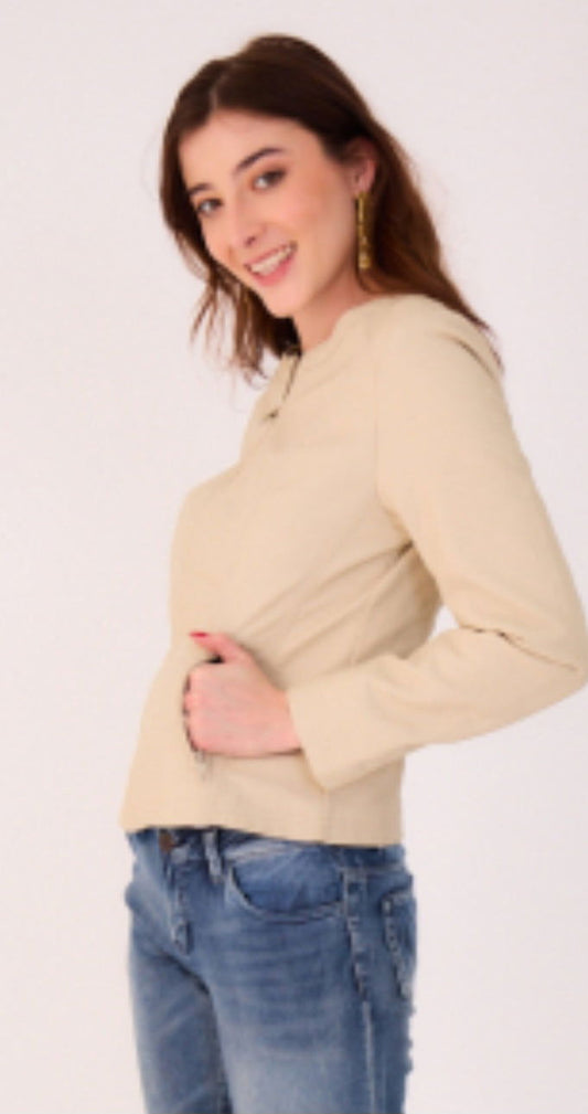 Annie Beige  Bomber Jacket