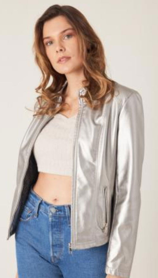 Annie Silver Bomber Jacket