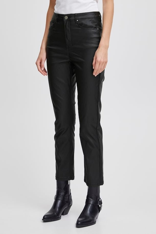 B Young Leather Look Trousers In Black