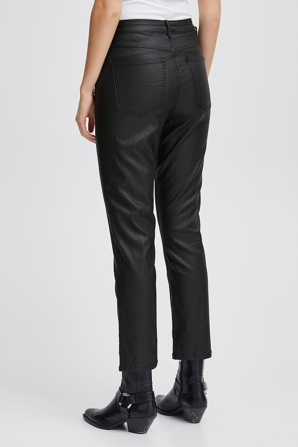 B Young Leather Look Trousers In Black