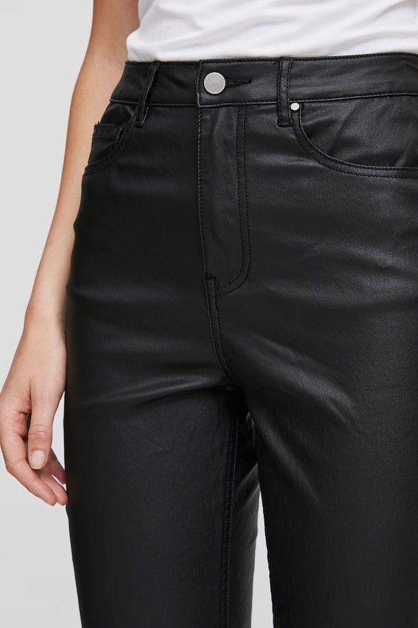 B Young Leather Look Trousers In Black