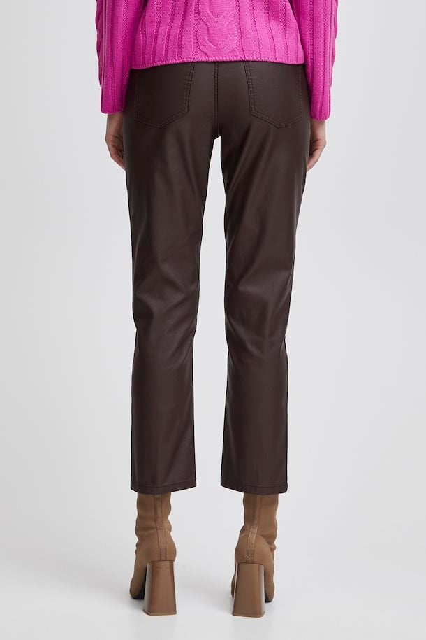 B Young Leather Look Trousers In Brown