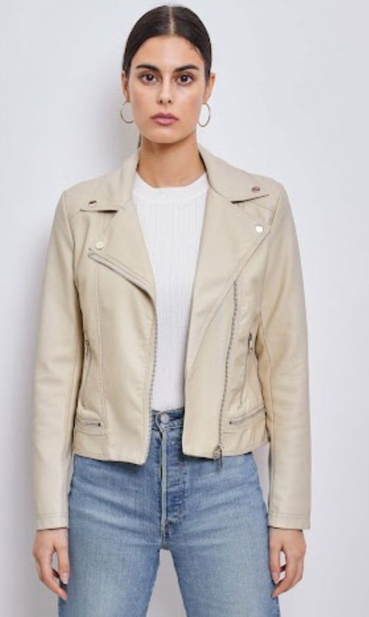 Carrie Beige Biker Jacket