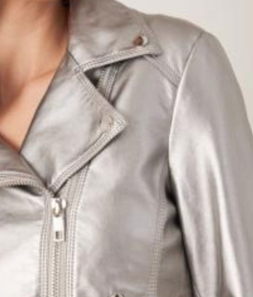 Carrie Silver Biker Jacket