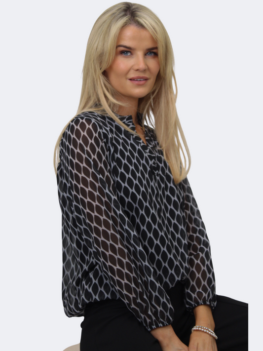 Kate & Pippa Grey Print Bella Top