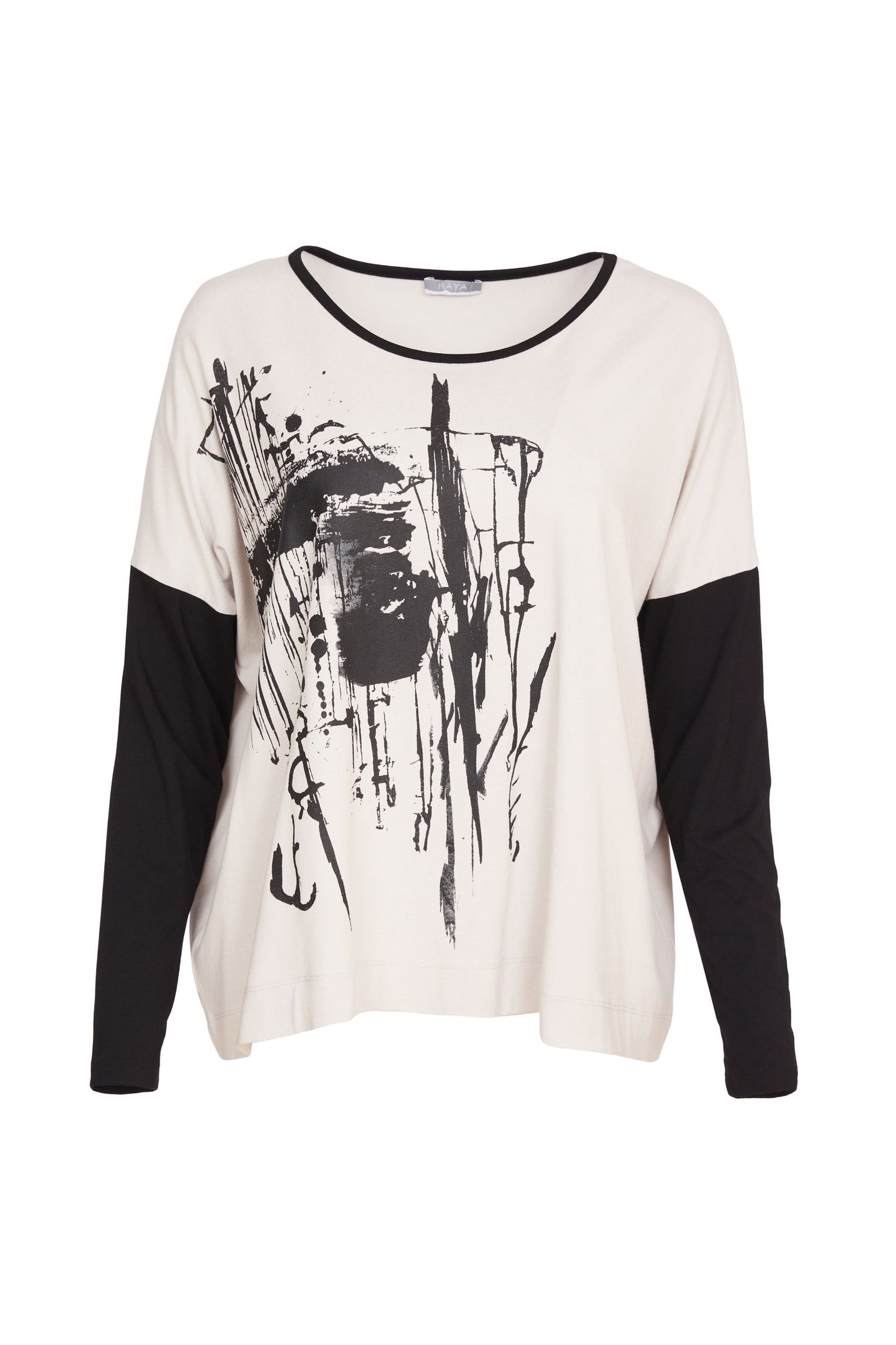 NAYA Placement Print top  Sand/Black