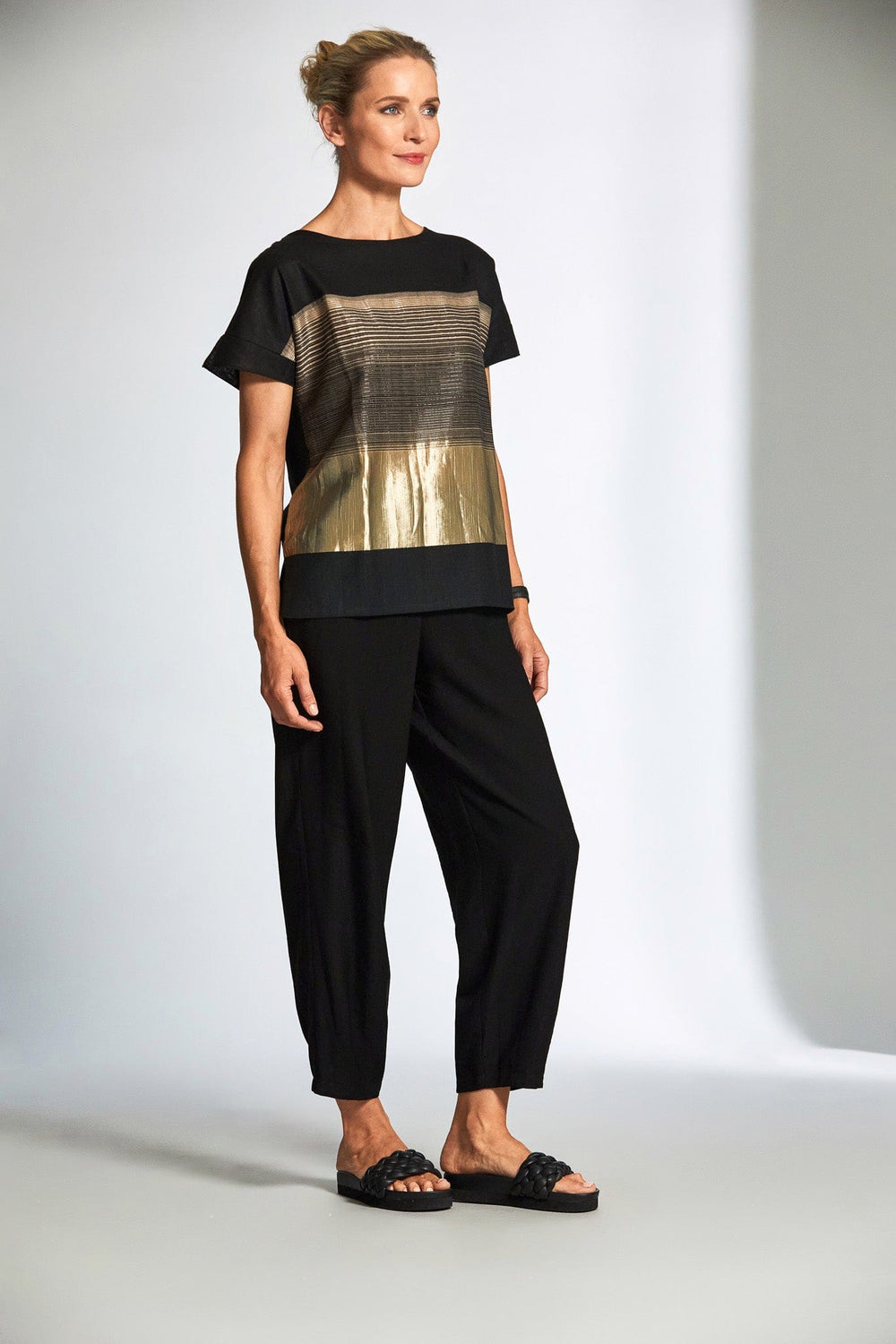 Peruzzi Metallic Stripe Top