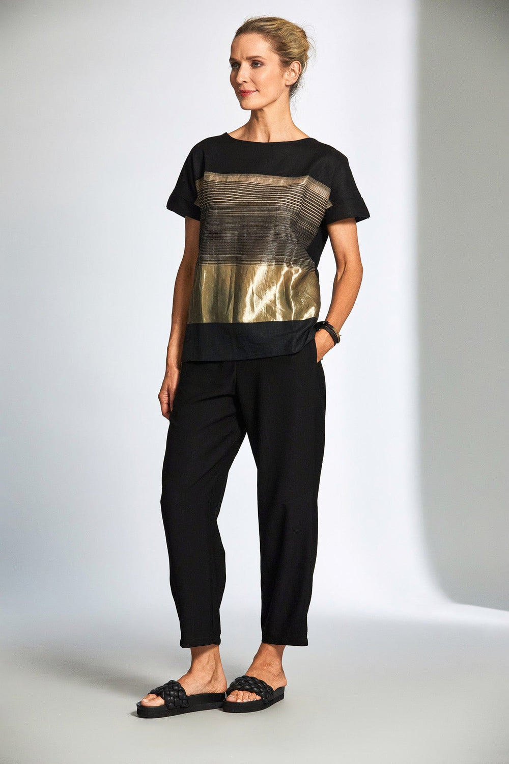 Peruzzi Metallic Stripe Top