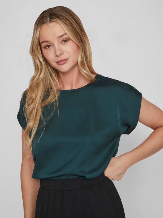 VIELLETTE S/S SATIN TOP Pine