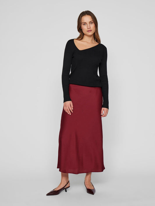 Vila Elette Midi Skirt Cabernet