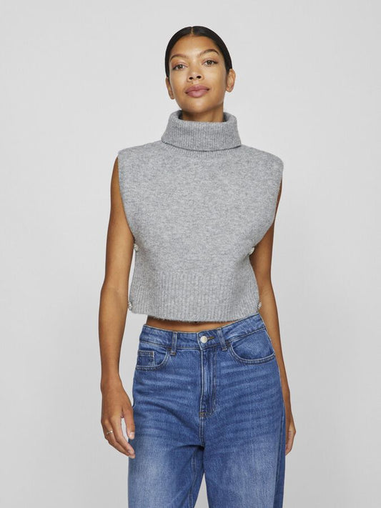 Vila Lyla Grey Collar Knit