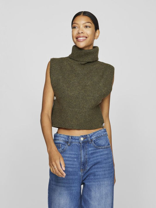 Vila Lyla Olive Collar Knit